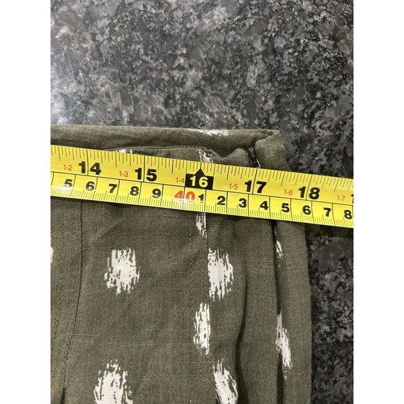 Women’s Size 12 Wide Leg Pants Olive Green Boho Granola Teacher Casual Fun Zip - Picture 6 of 9